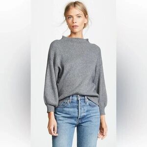 Line‎ + Dot Anthropologie Women's Alder Ribbed Sweater 3/4 Sleeve Gray Small